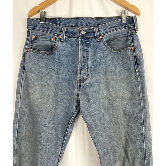 VTG Levi's 501 XX Denim Jeans 33 X 32 Button Fly Straight 90s Red Tab Grunge - Picture 2 of 16